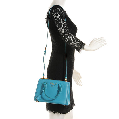 Prada Saffiano Lux Mini Double Zip Tote Turchese 2 of 10