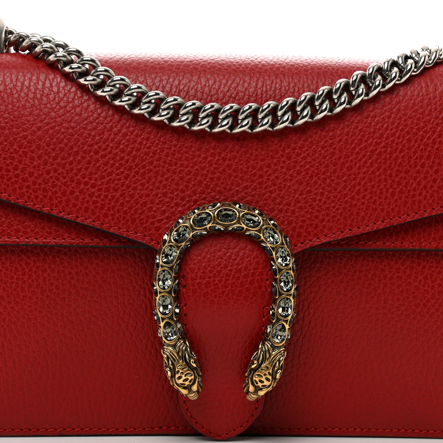 Gucci Dollar Calfskin Swarovski Crystal Small Dionysus Shoulder Bag Hibiscus Red 9 of 15
