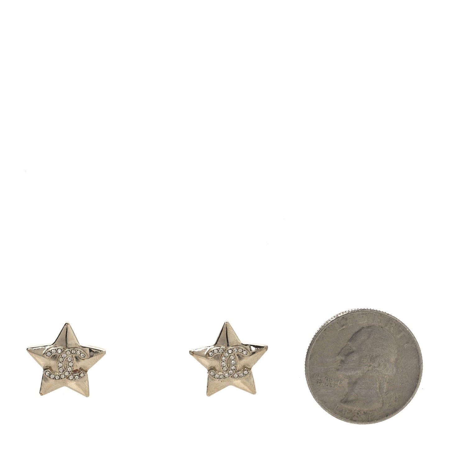 Crystal Star CC Stud Earrings Silver