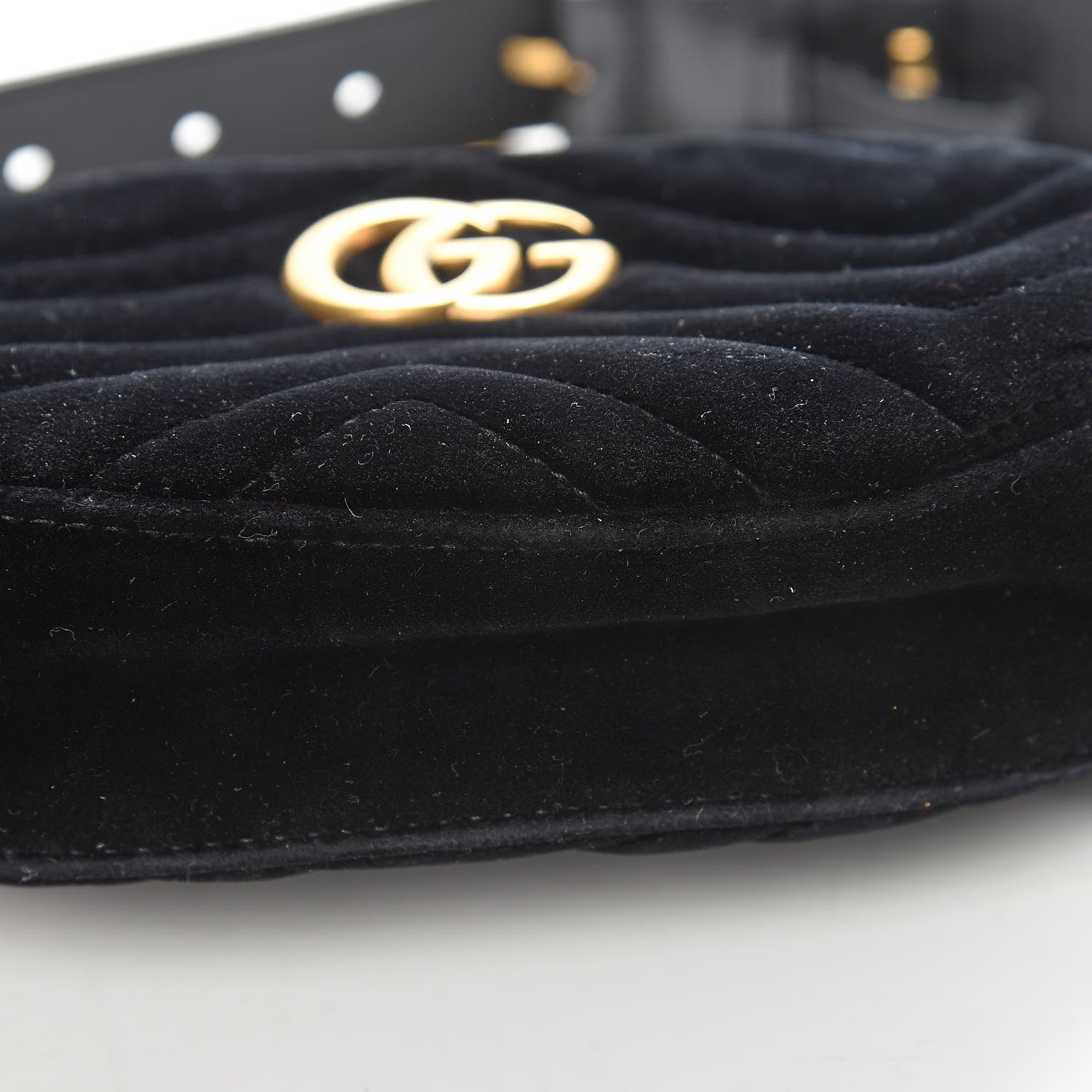 Gucci Velvet Matelasse GG Marmont Belt Bag 95 38 Black 12 of 15