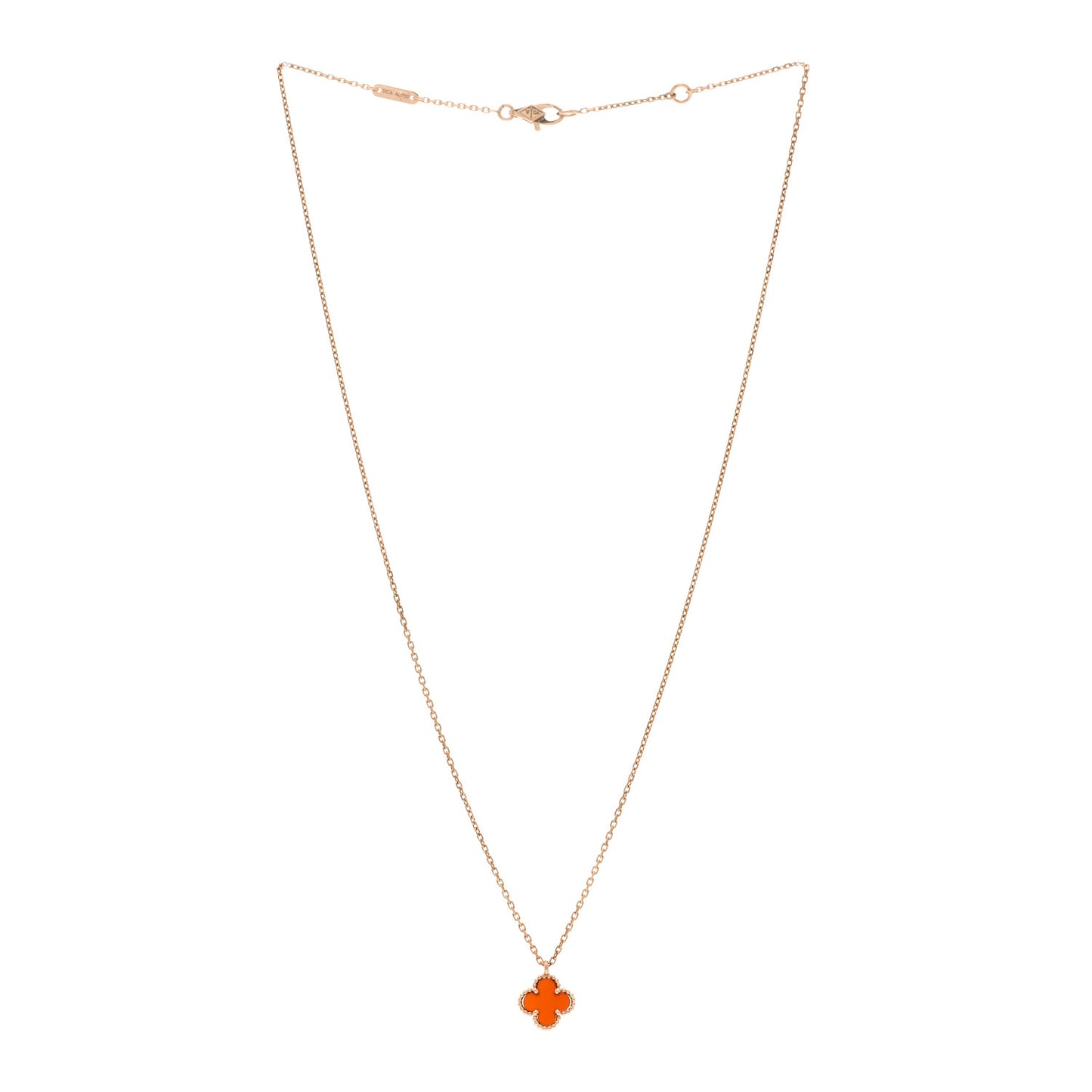 18K Rose Gold Carnelian Sweet Alhambra Pendant Necklace