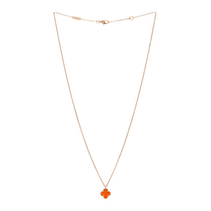 Van Cleef & Arpels 18K Rose Gold Carnelian Sweet Alhambra Pendant Necklace 3 of 5