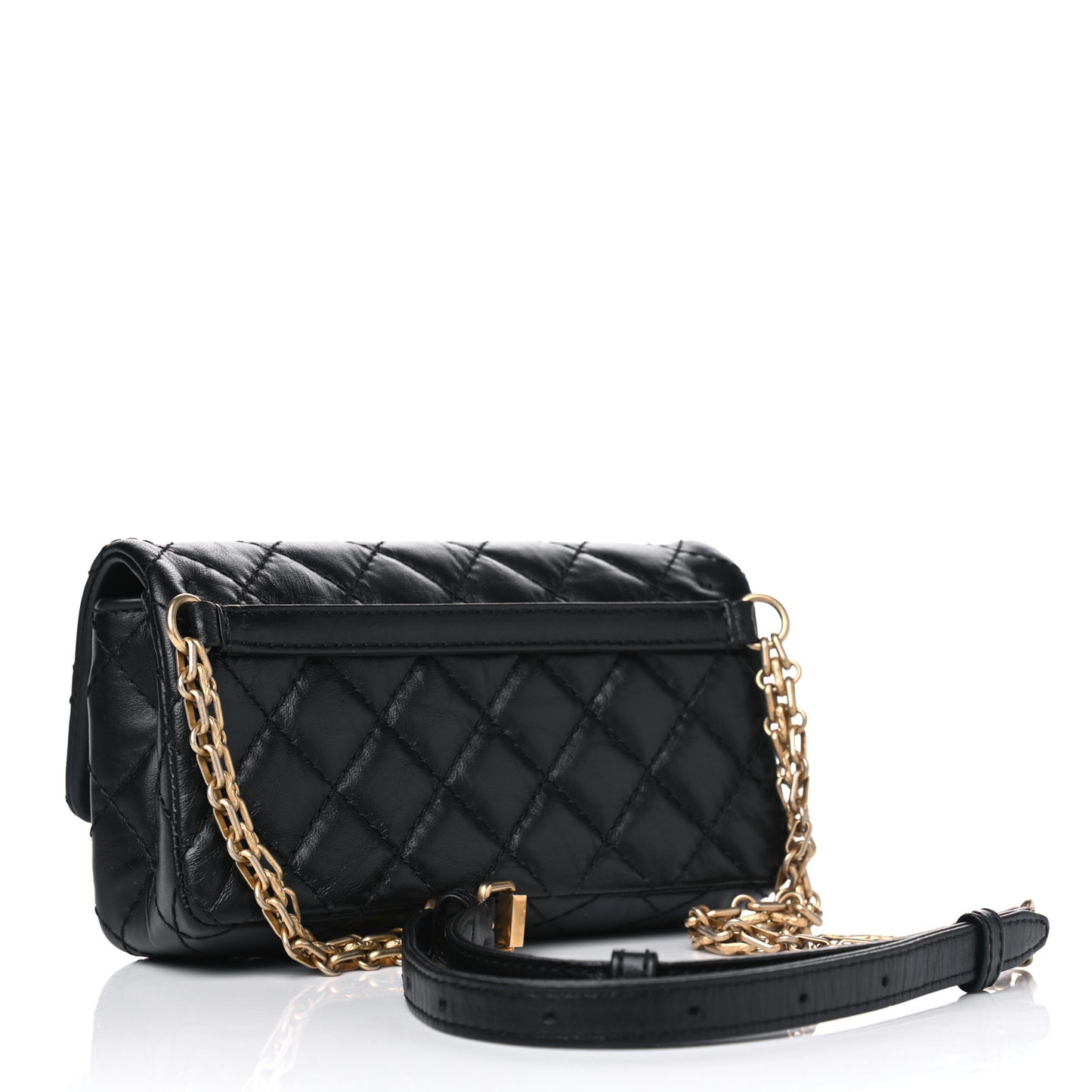 Aged Calfskin Quilted 2.55 Reissue Chain Waist Bag Black