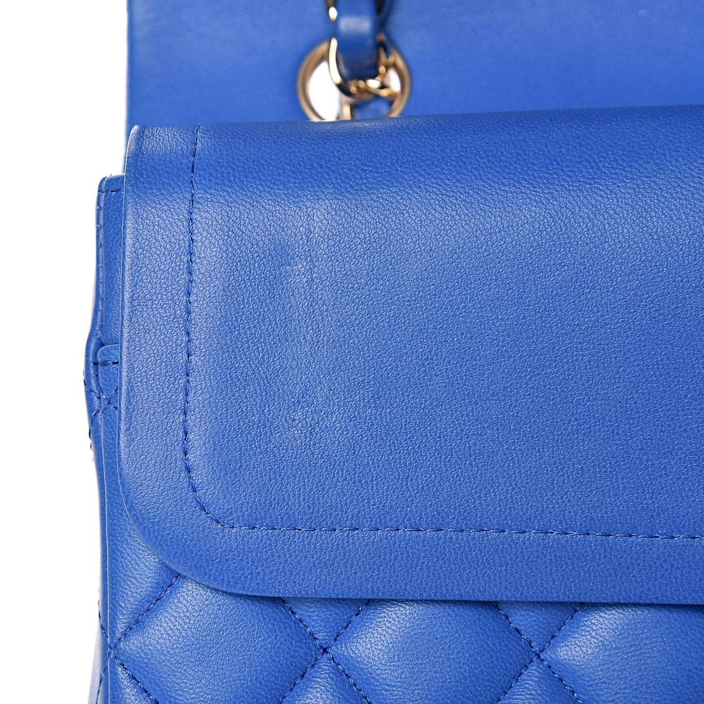 Lambskin Quilted Medium Double Flap Blue