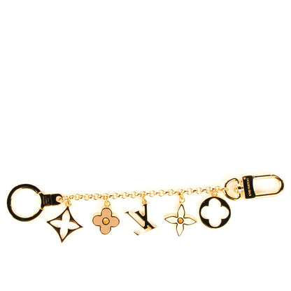 Louis Vuitton Brass Enamel Fleur De Monogram Bag Charm Chain Gold 3 of 5