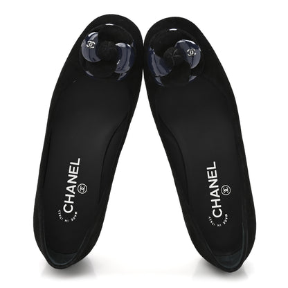Chanel Suede Patent Camellia CC Ballerina Flat 37 Navy Black 2 of 10