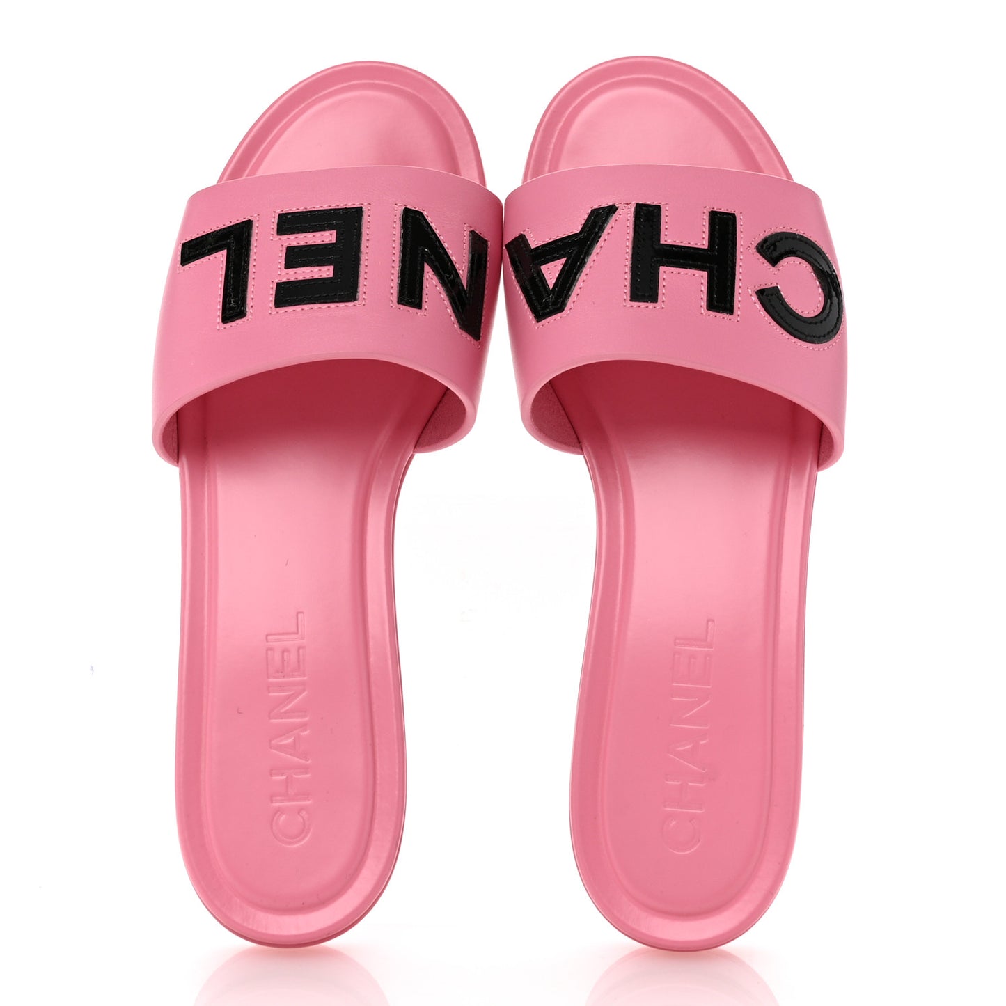 Calfskin Patent Calfskin Logo Mules 40 Pink Black