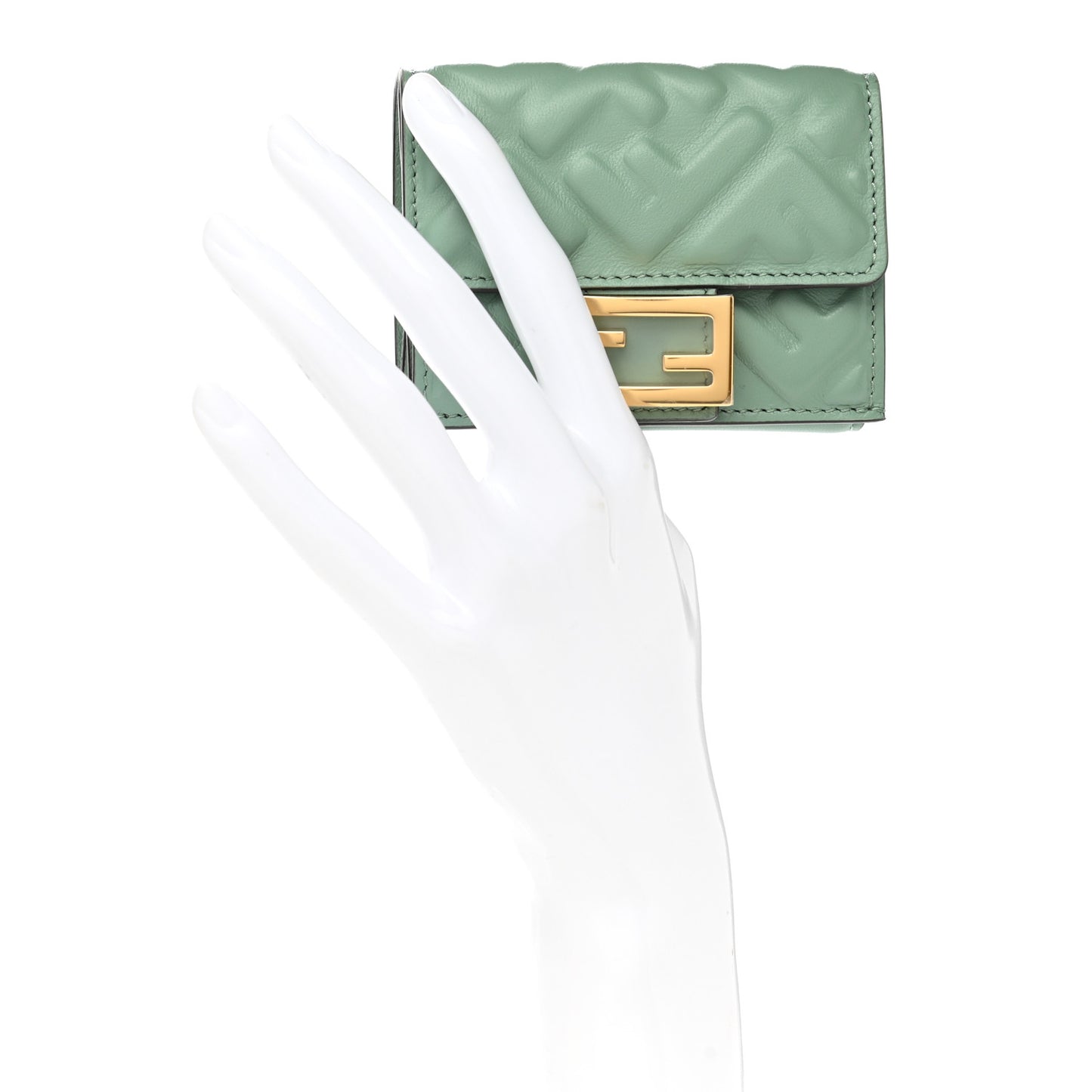 Nappa Matisse FF Embossed Micro Tri-Fold Wallet Menta