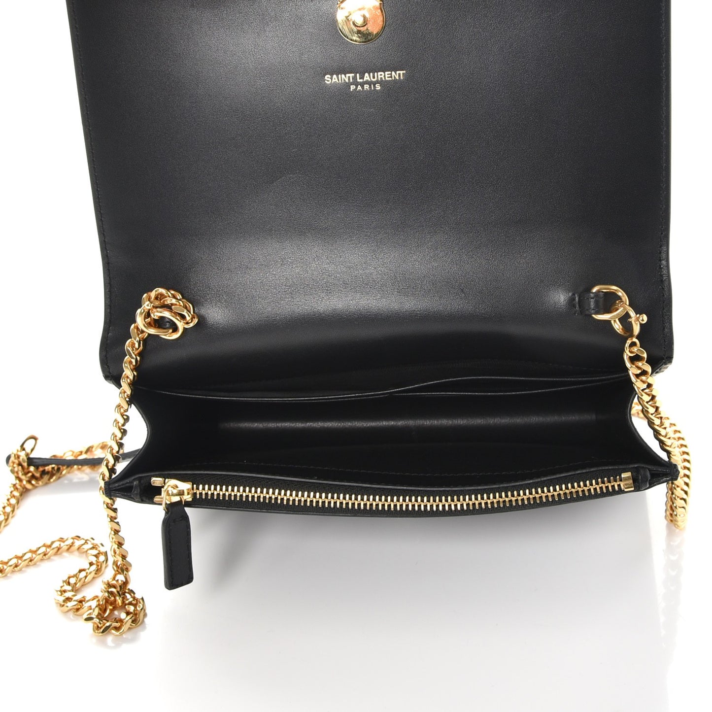 Smooth Calfskin Classic Monogram Kate Tassel Chain Wallet Black