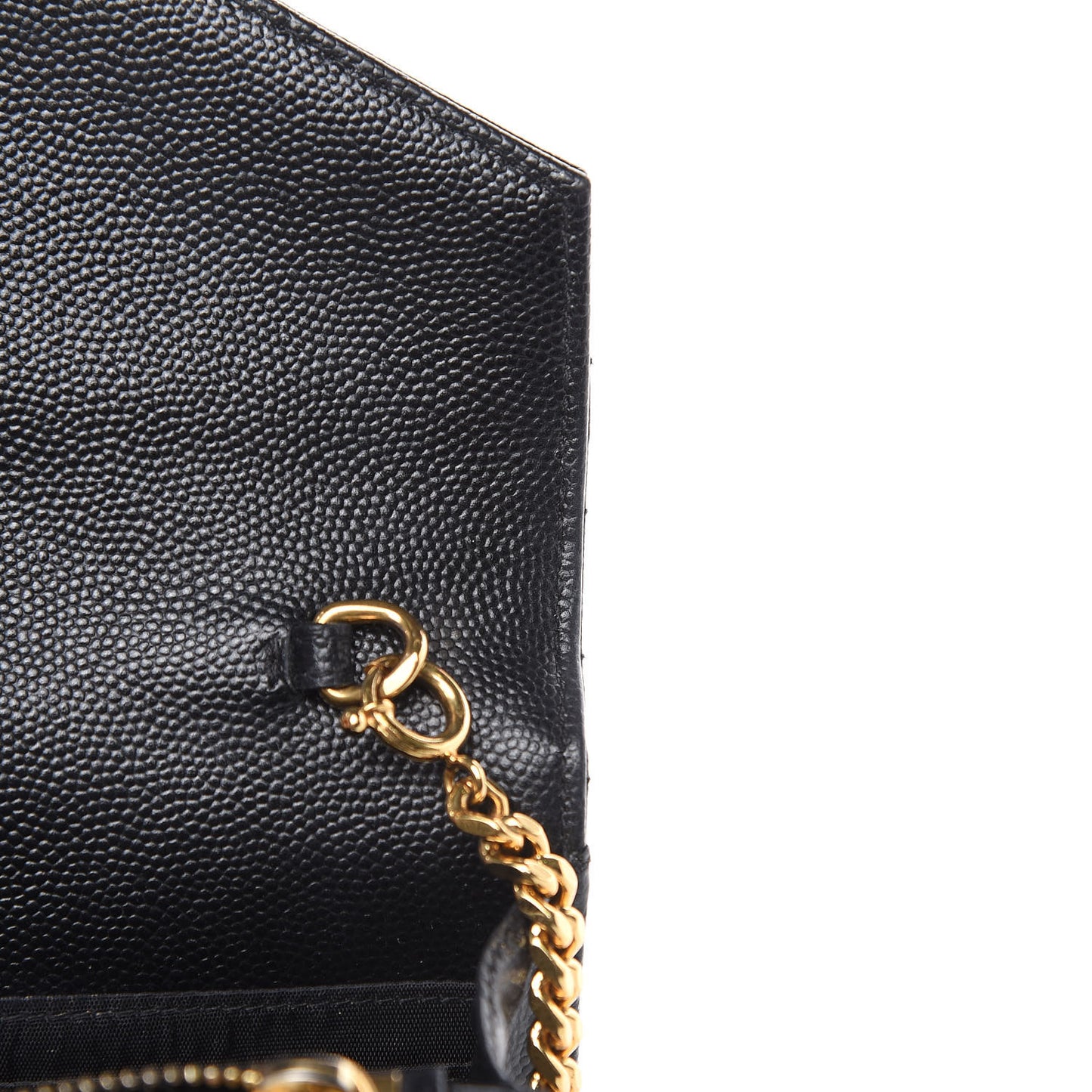 Grain De Poudre Matelasse Chevron Monogram Envelope Chain Wallet Black