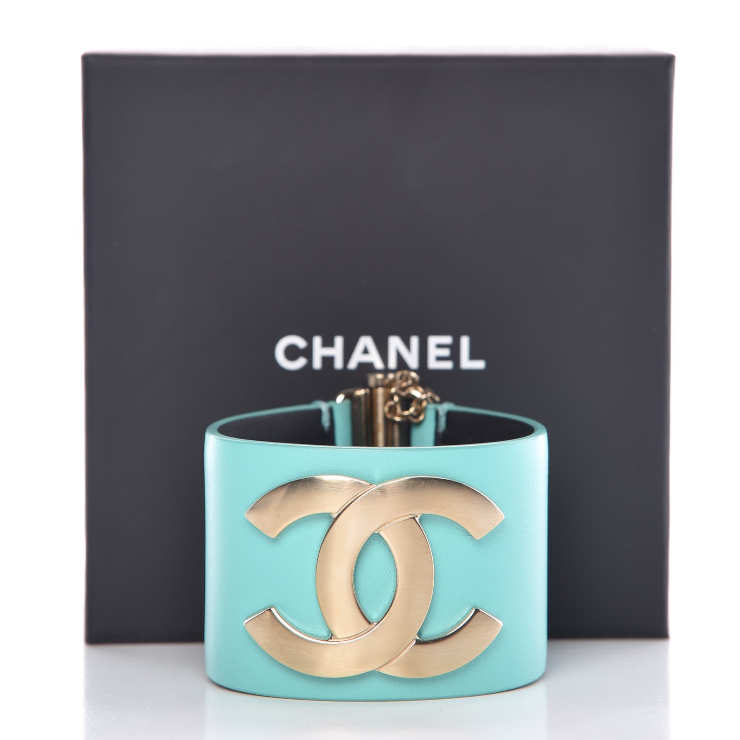 Chanel Calfskin CC Wide Cuff Light Green 6 of 6