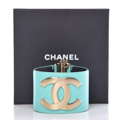 Chanel Calfskin CC Wide Cuff Light Green 6 of 6