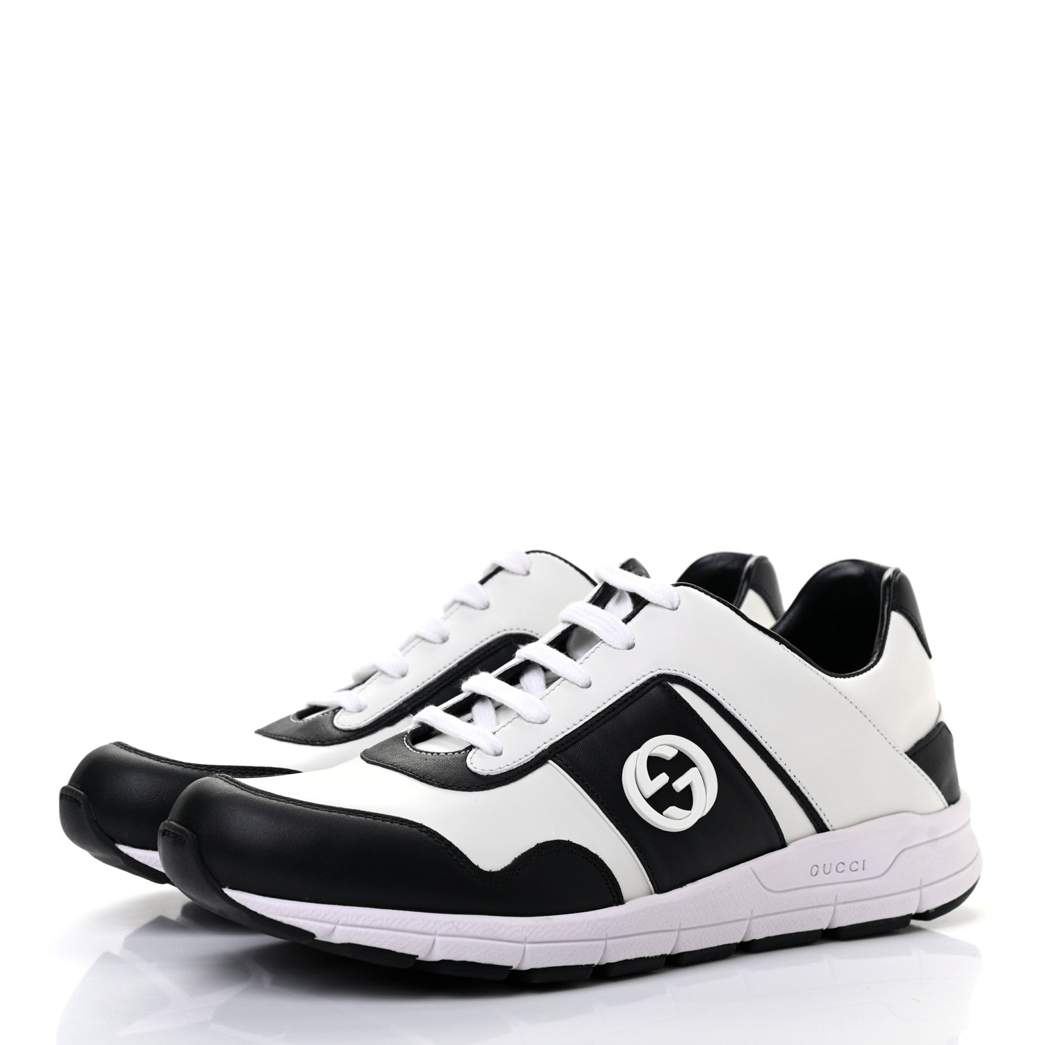Gucci Calfskin Womens Interlocking G Sneakers 40 Black White 3 of 11