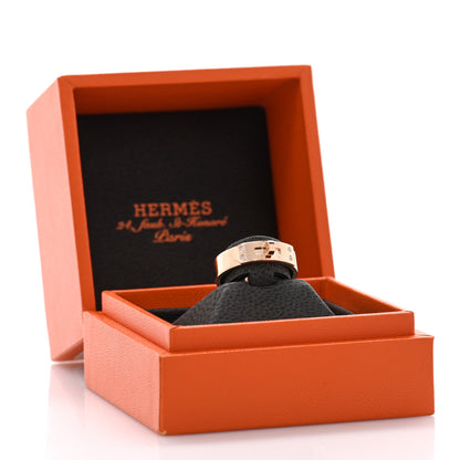 Hermes 18K Rose Gold Diamond PM Kelly Ring 53 6.5 5 of 5