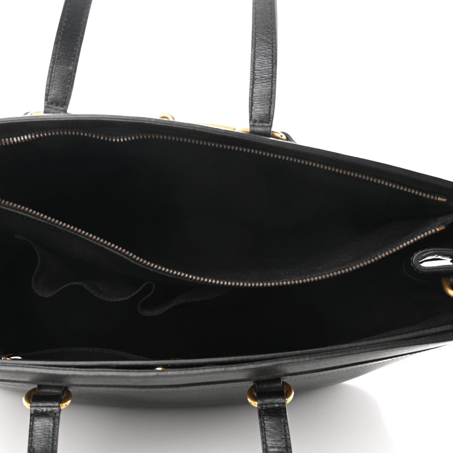 Textured Calfskin Large Bright Bit Tote Black