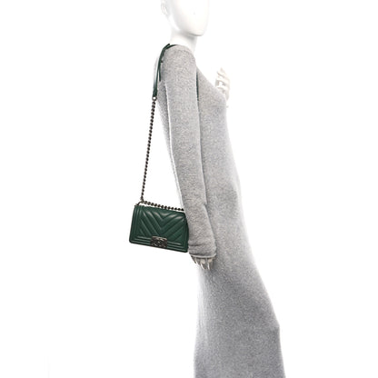 Chanel Calfskin Chevron Quilted Small Boy Flap Green 2 of 10