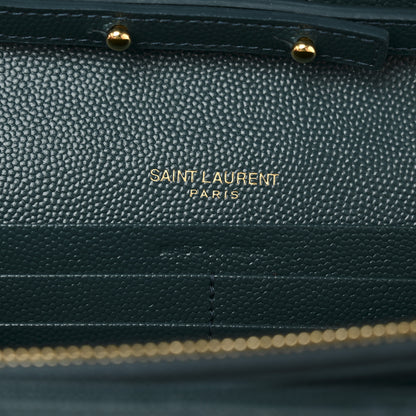 Saint Laurent Grain De Poudre Mixed Matelasse Triquilt Monogram Chain Wallet Sea Turquoise 6 of 13