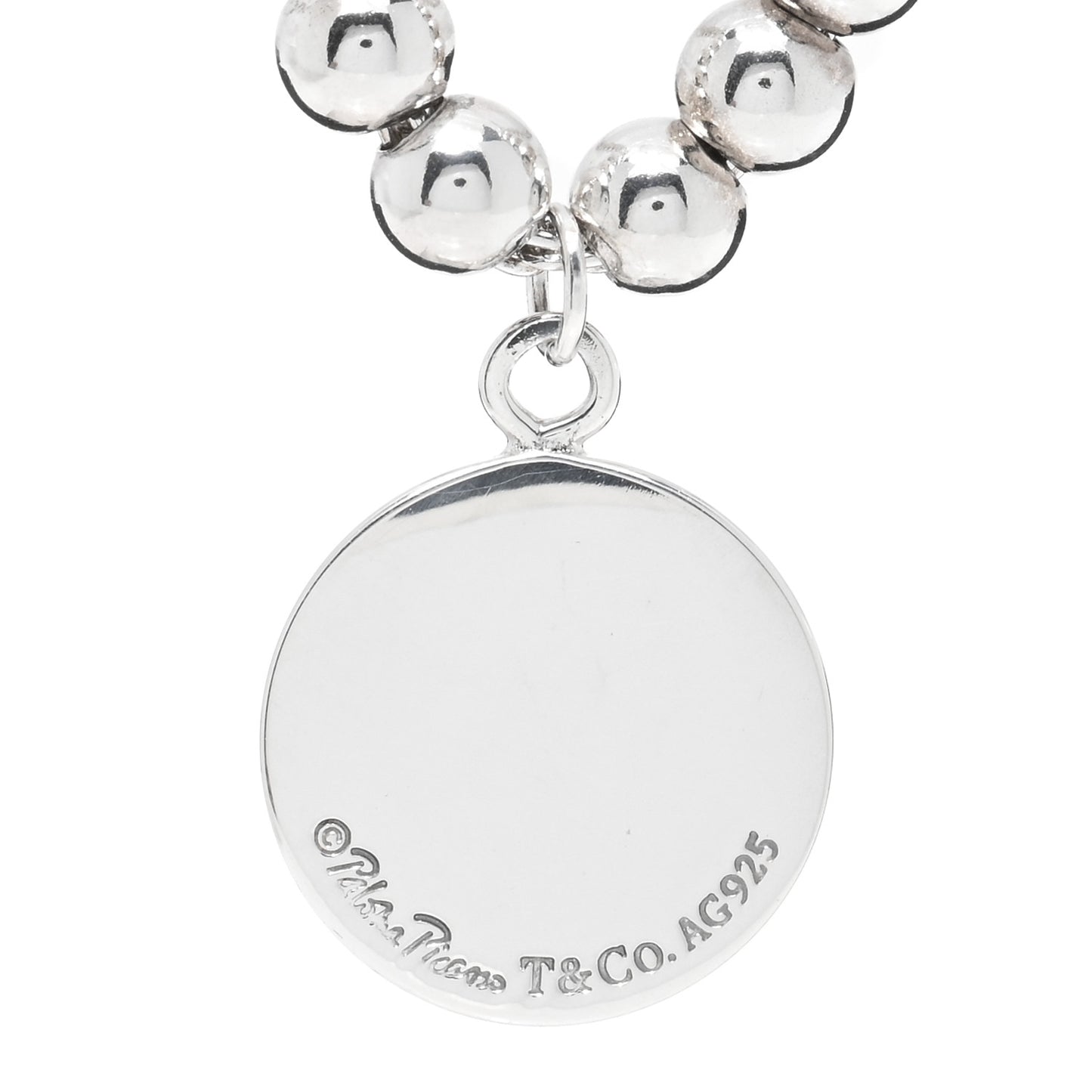 Sterling Silver 4mm Paloma Picasso Bead Loving Heart Tag Bracelet