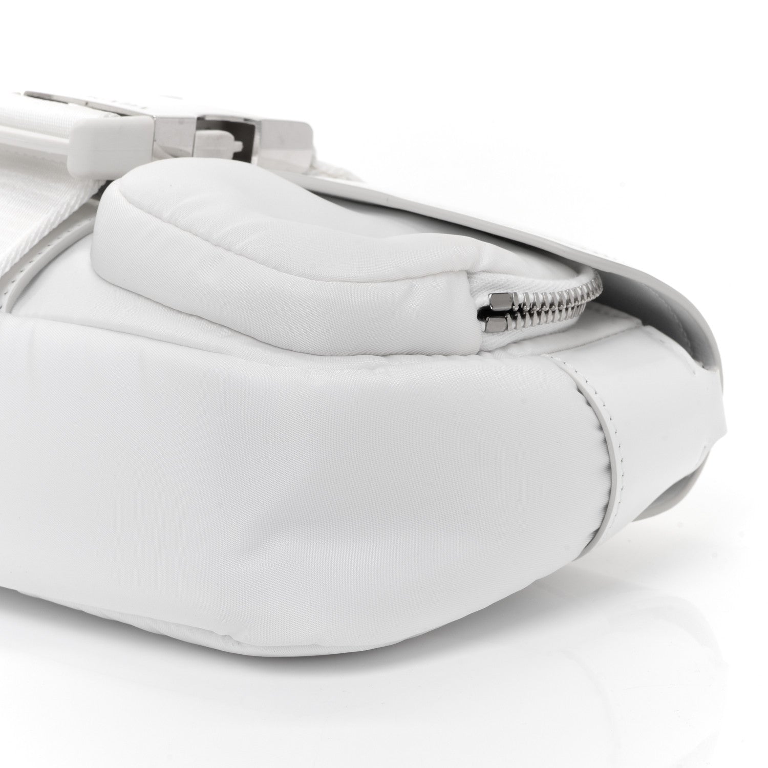 Prada Re-Nylon Spazzolato Double Pocket Buckle Shoulder Bag White 12 of 12