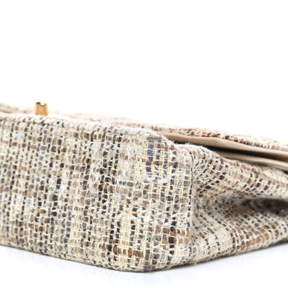 Chanel Tweed Quilted Medium Double Flap Beige Brown Multicolor 8 of 14