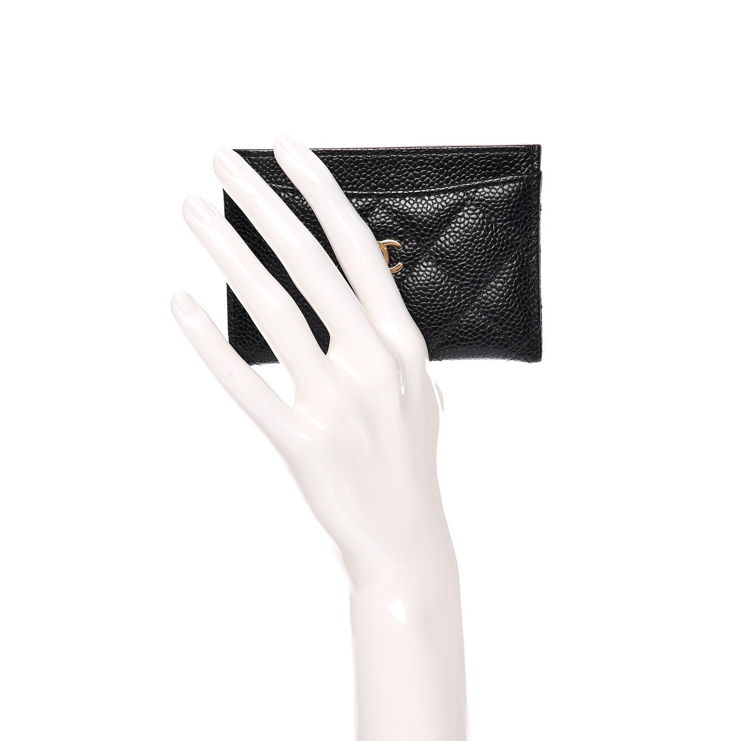 Caviar Quilted Card Holder Black