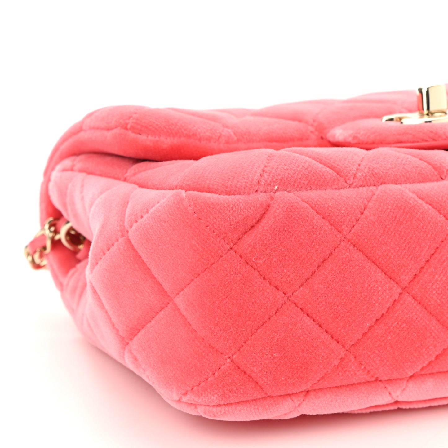 Velvet Quilted Mini Rectangular Pearl Crush Flap Coral