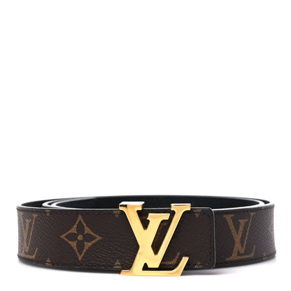 Louis Vuitton Calfskin Monogram 30mm LV Initiales Reversible Belt 85 34 Black 1 of 4