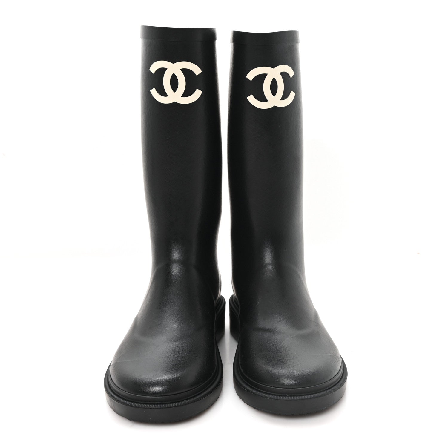 Chanel Caoutchouk CC High Boots 37 Black 3 of 9
