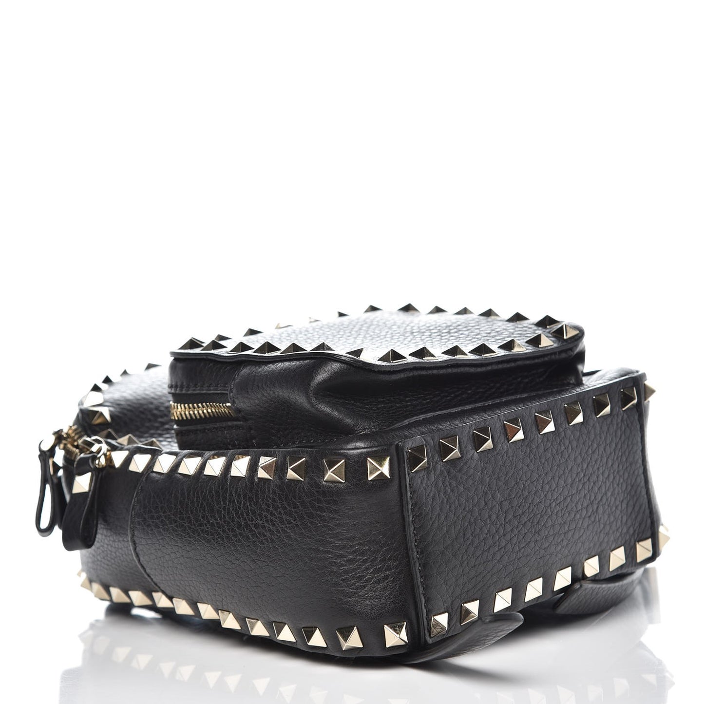 Pebbled Calfskin Mini Rockstud Backpack Black