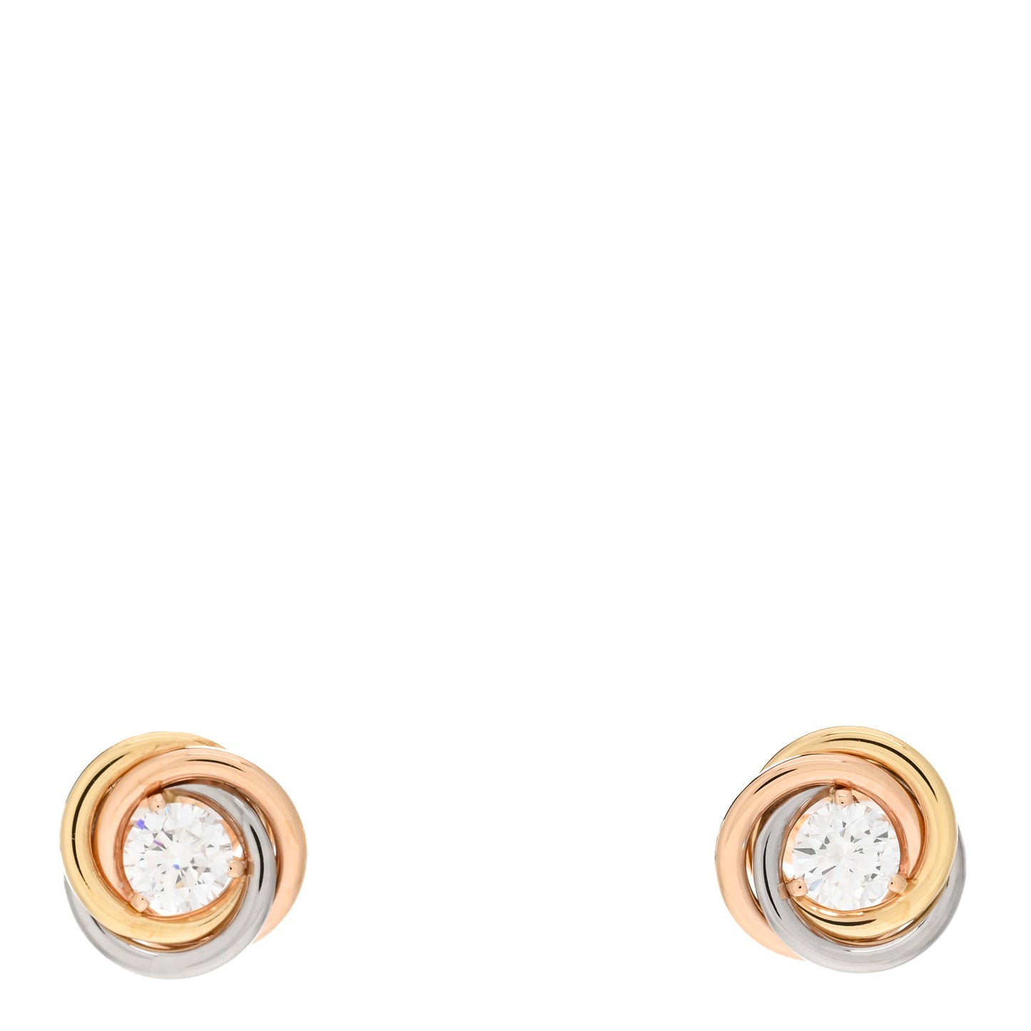 18K Pink Yellow White Gold Diamond .36ctw Trinity De Cartier Stud Earrings