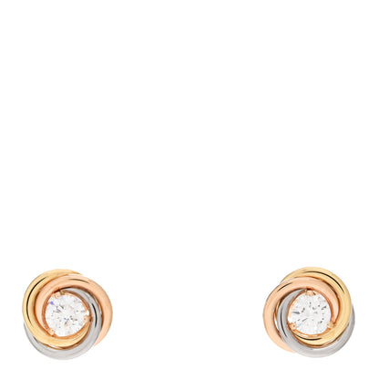 Cartier 18K Pink Yellow White Gold Diamond .36ctw Trinity De Cartier Stud Earrings 1 of 5