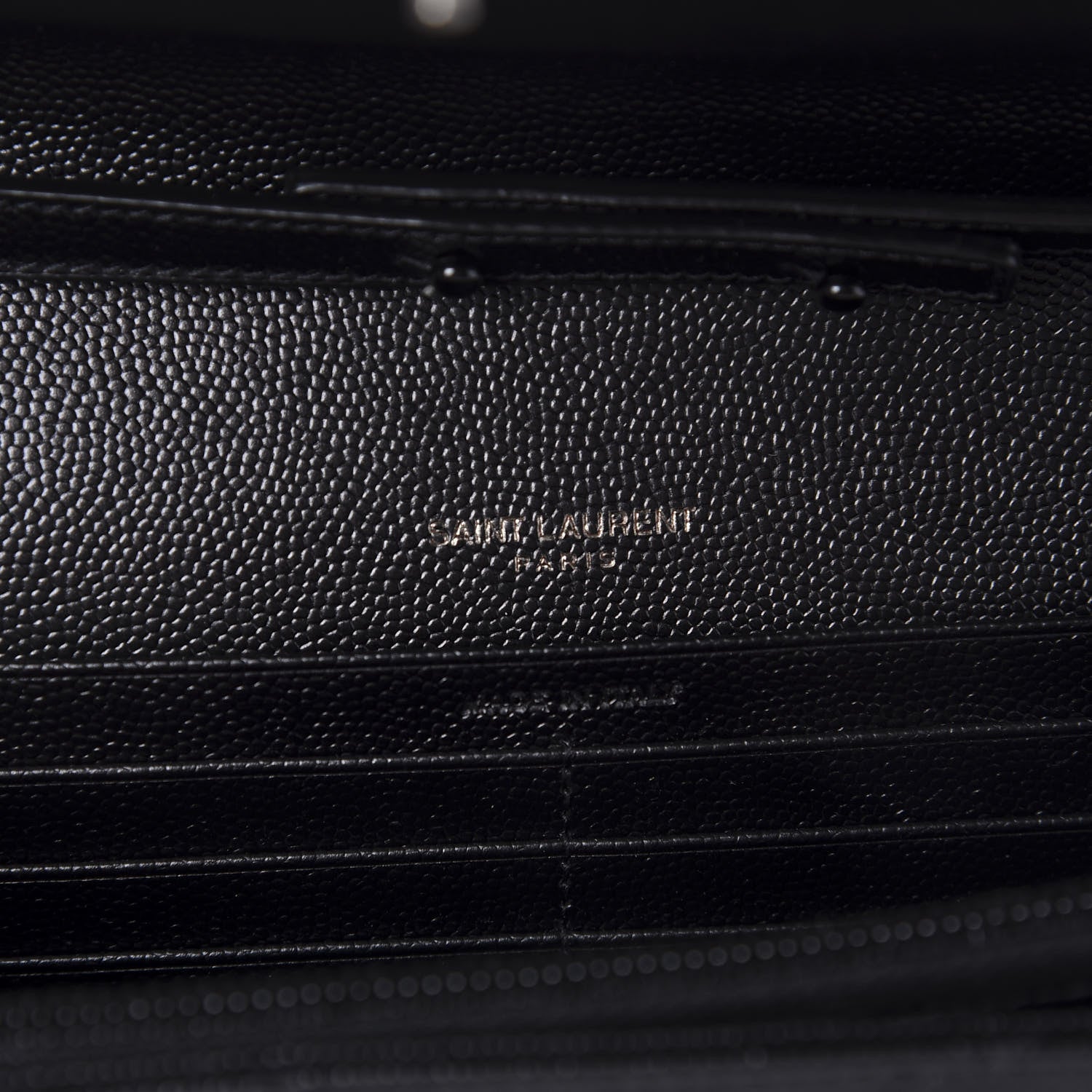Saint Laurent Grain De Poudre Matelasse Chevron Monogram Chain Wallet Black 8 of 11