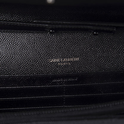 Saint Laurent Grain De Poudre Matelasse Chevron Monogram Chain Wallet Black 8 of 11