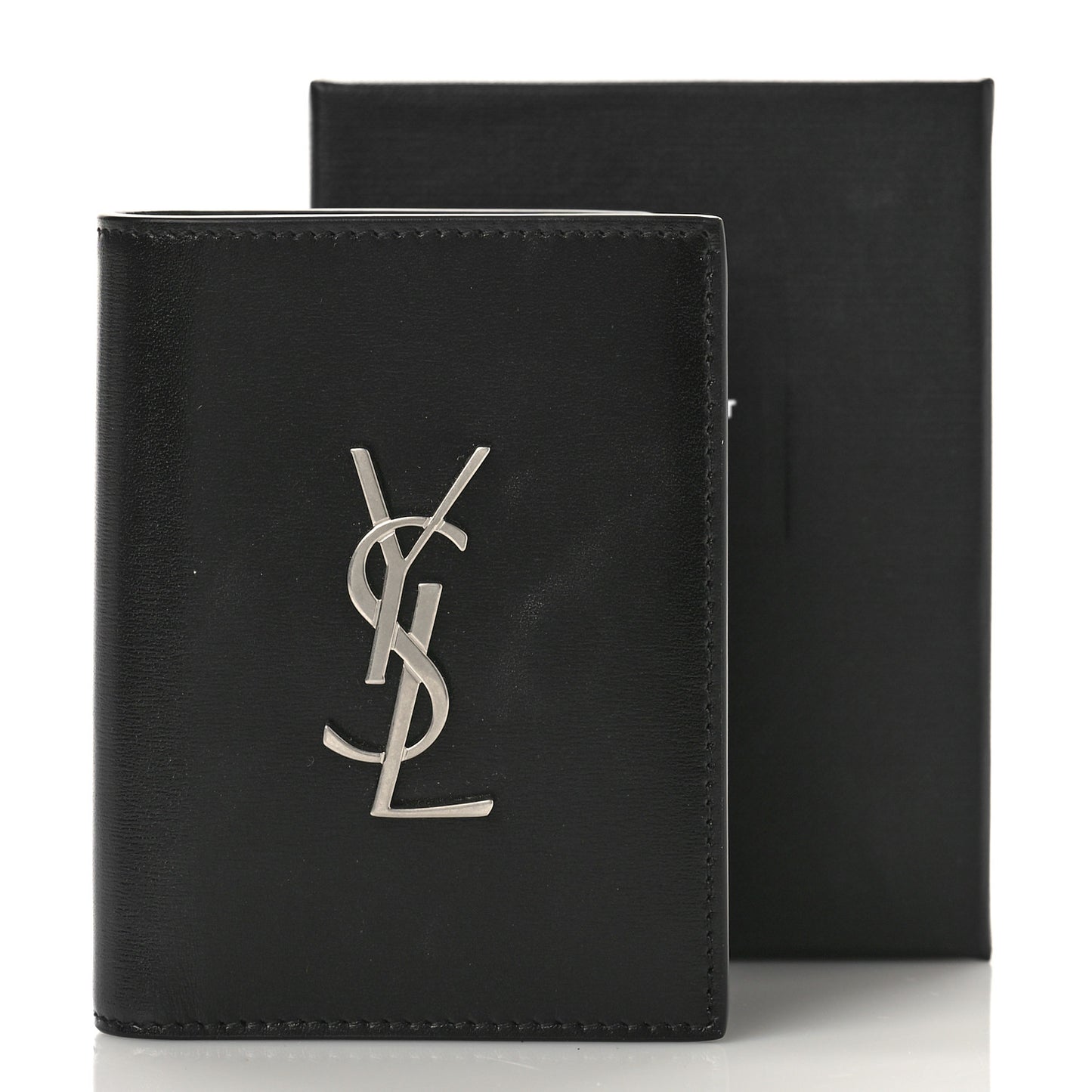 Smooth Calfskin Cassandre Credit Card Wallet Black