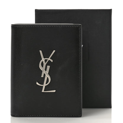 Saint Laurent Smooth Calfskin Cassandre Credit Card Wallet Black 9 of 9