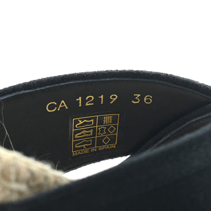 Christian Dior Canvas Embroidered Granville Espadrille Crisscross Flat Slide Sandals 36 Black 8 of 8