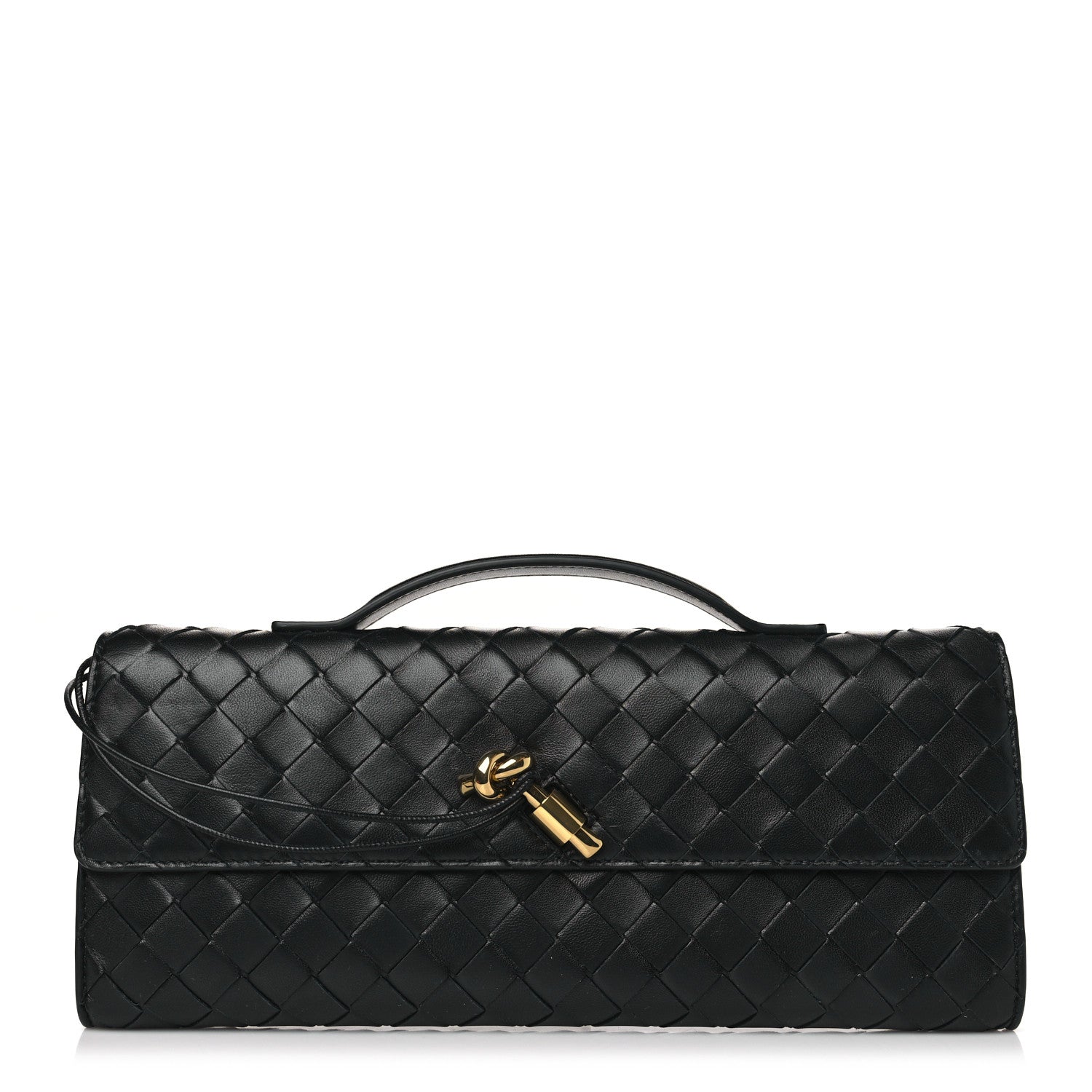 Bottega Veneta Nappa Intrecciato Long Andiamo Top Handle Clutch Black 1 of 6