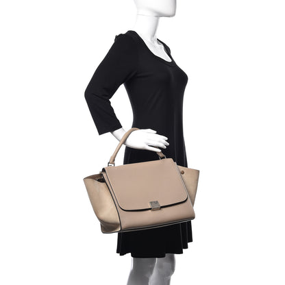 Celine Drummed Calfskin Suede Medium Trapeze Dune 2 of 9