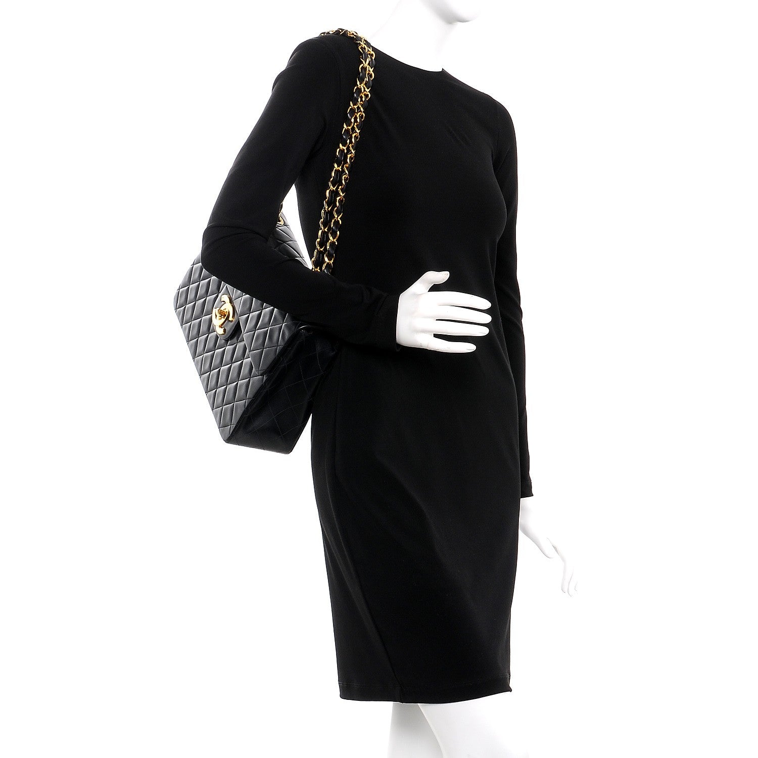 Chanel Lambskin Quilted XL Jumbo Single Flap Black 3 of 9