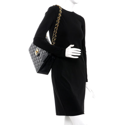 Chanel Lambskin Quilted XL Jumbo Single Flap Black 3 of 9