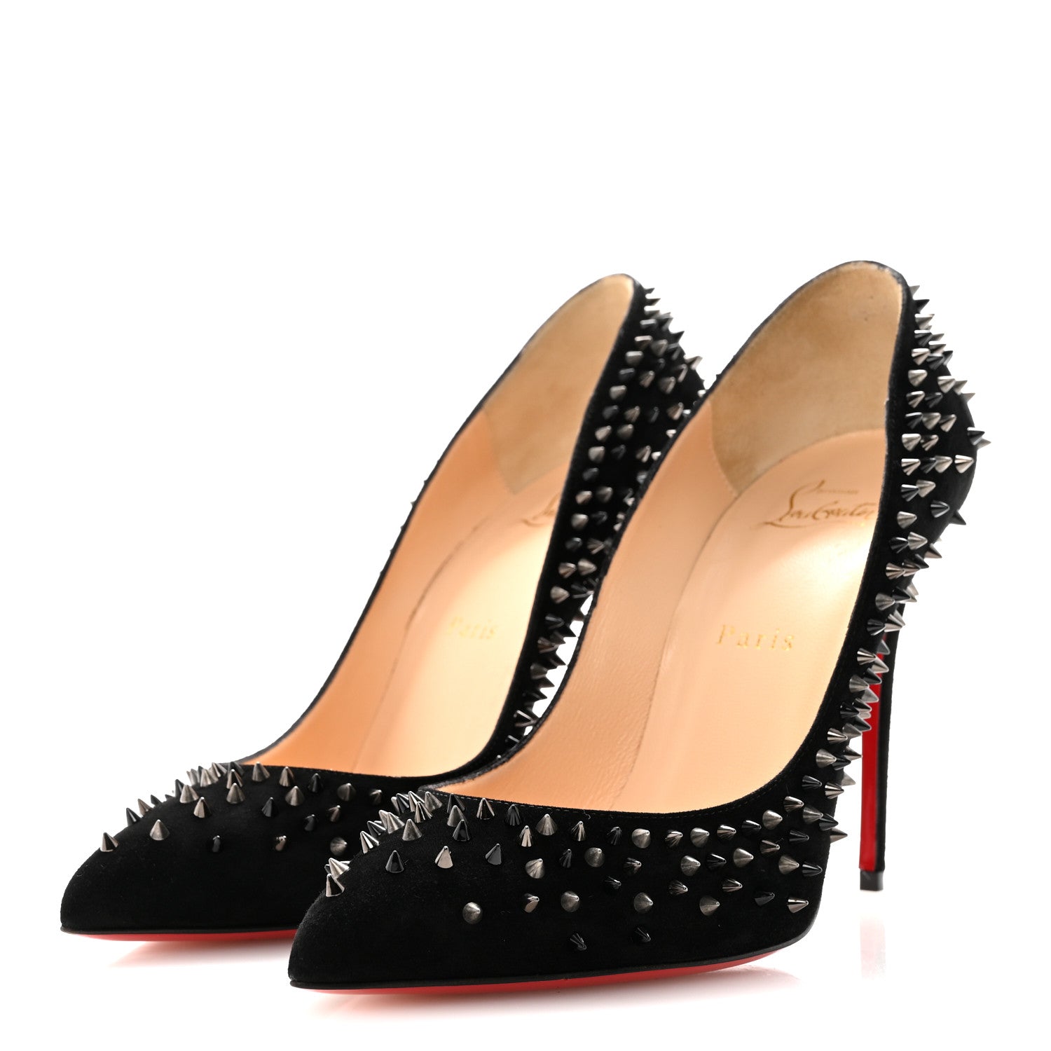 Christian Louboutin Suede Spikes 100 Pumps 38.5 Black 4 of 8