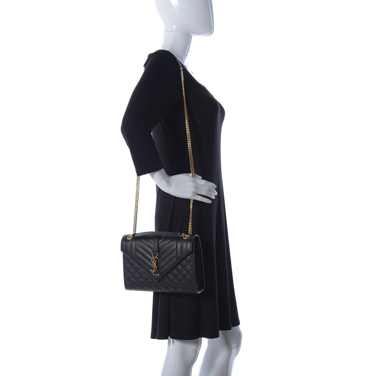 Grain De Poudre Textured Mixed Matelasse Triquilt Medium Monogram Satchel Black