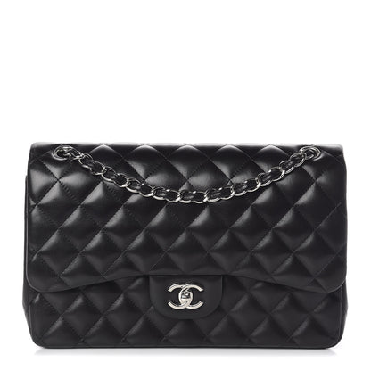 Chanel Lambskin Quilted Jumbo Double Flap Black 1 of 10