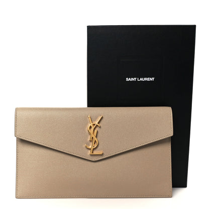 Saint Laurent Grain De Poudre Uptown Pouch Dark Beige 9 of 9