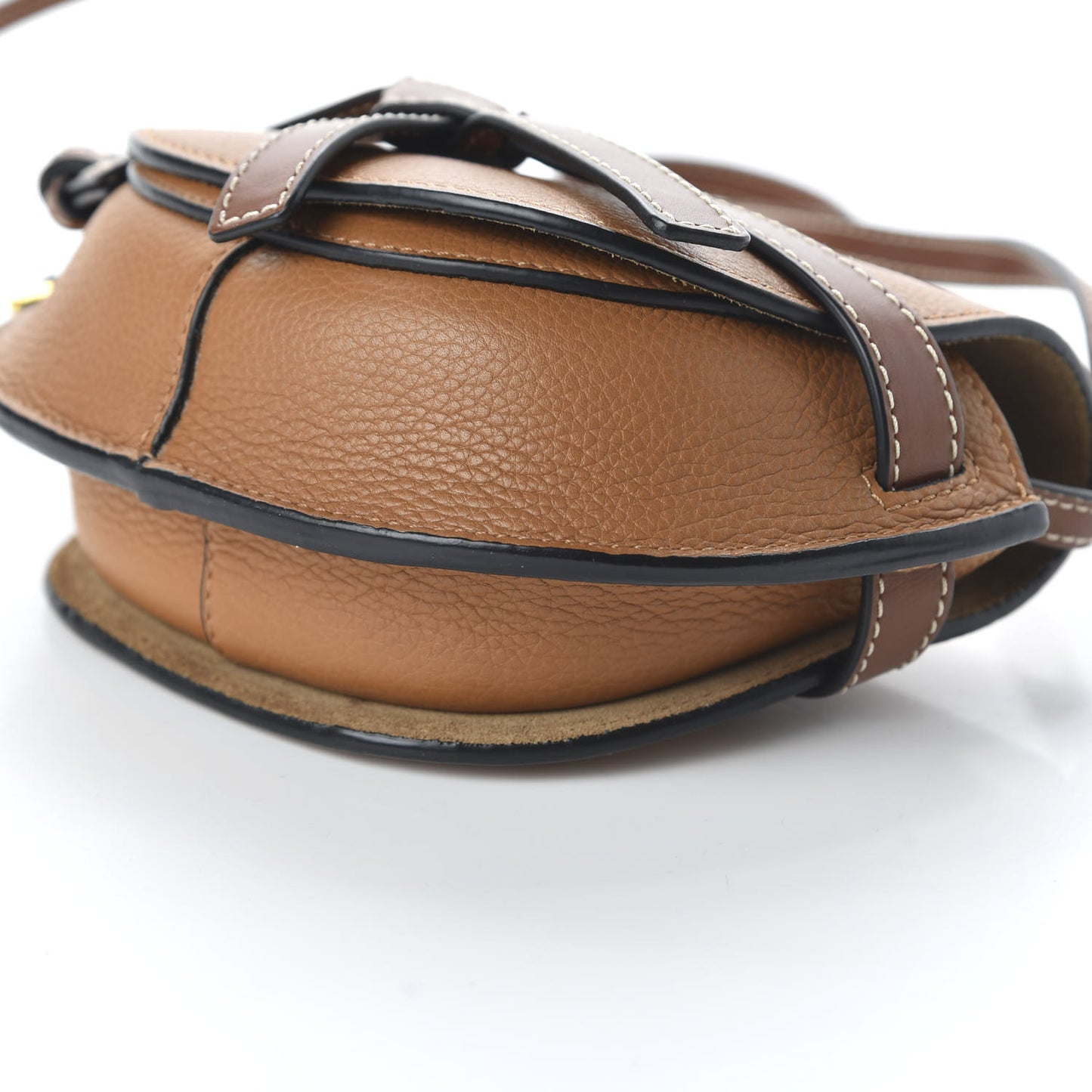 Grained Calfskin Mini Gate Crossbody Bag Caramel Pecan