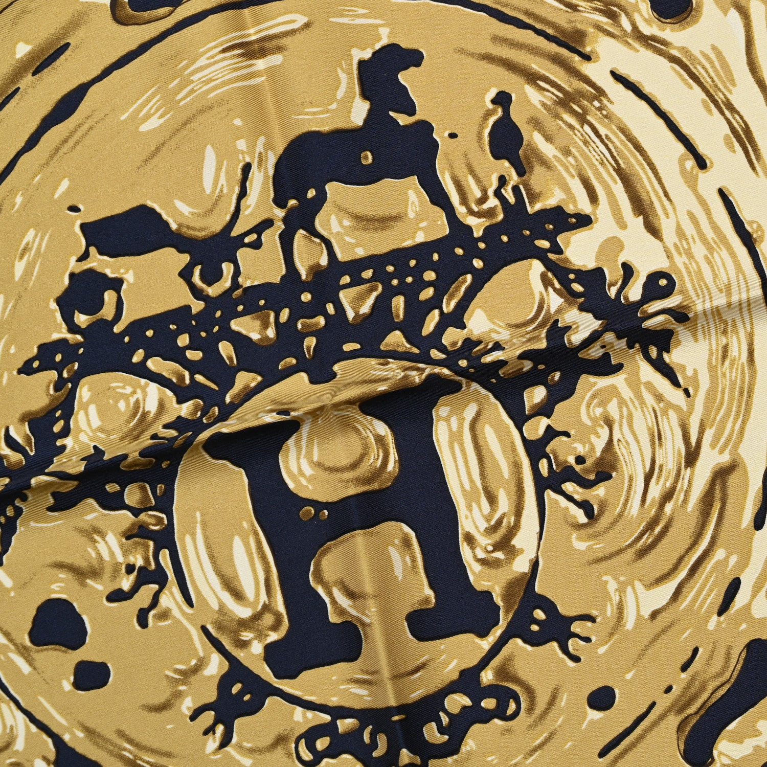 Hermes Silk Peinture Fraiche Scarf 45 Bleu Black Bronze 6 of 6