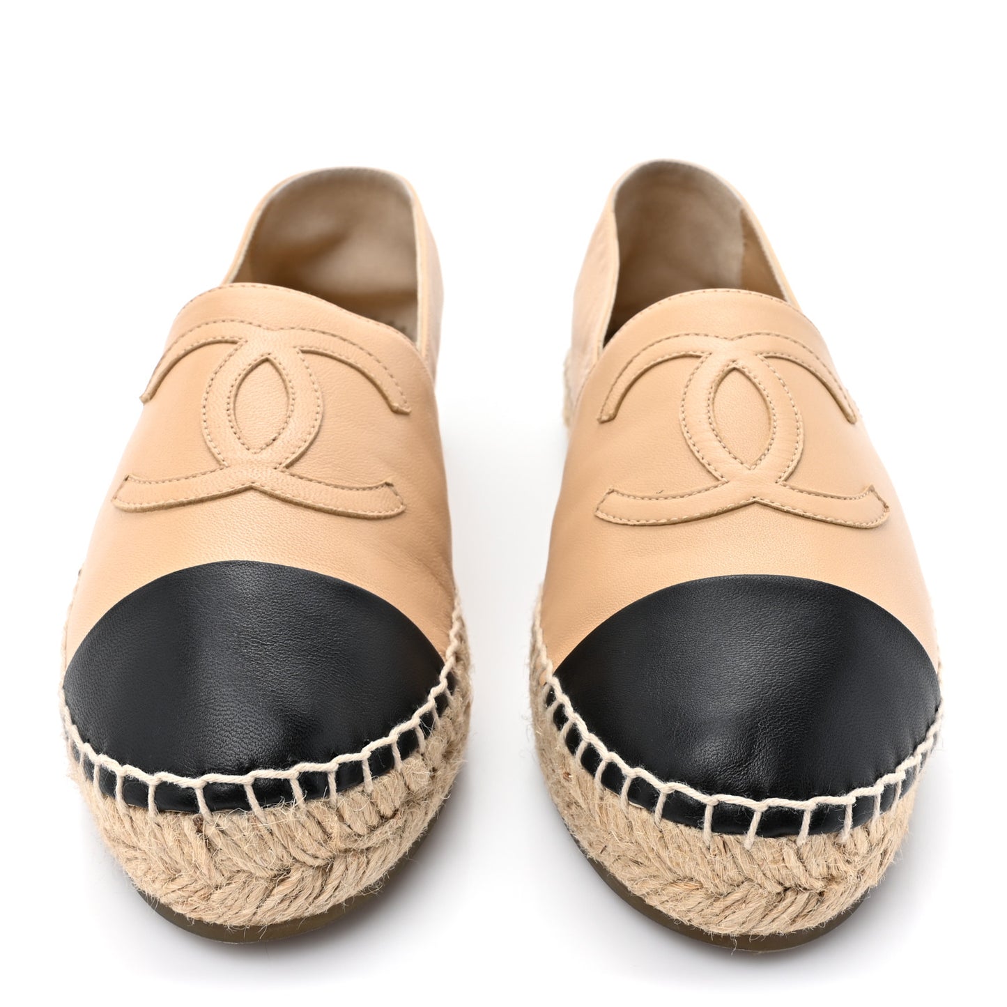 Lambskin CC Espadrilles 38 Beige Black