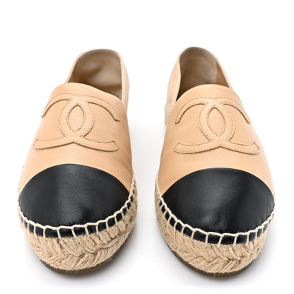 Chanel Lambskin CC Espadrilles 38 Beige Black 2 of 10