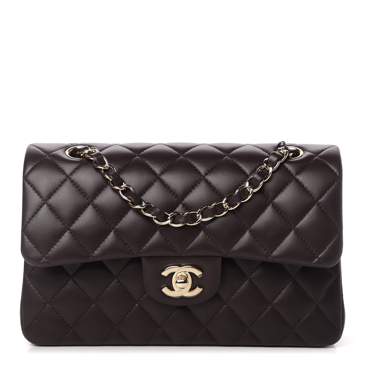 Chanel Lambskin Quilted Small Double Flap Dark Brown 1 of 11