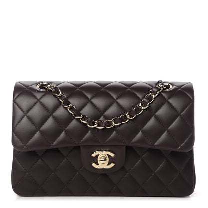 Chanel Lambskin Quilted Small Double Flap Dark Brown 1 of 11